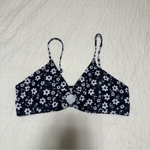 SHEIN Blue and White Floral Bikini Top